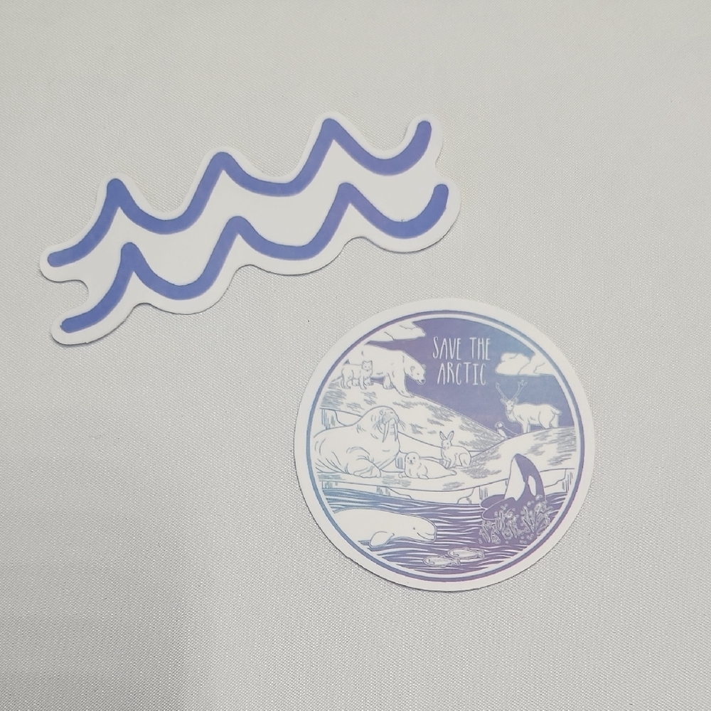 Set of 2 Vinyl Stickers – Save the Arctic & Blue Wave